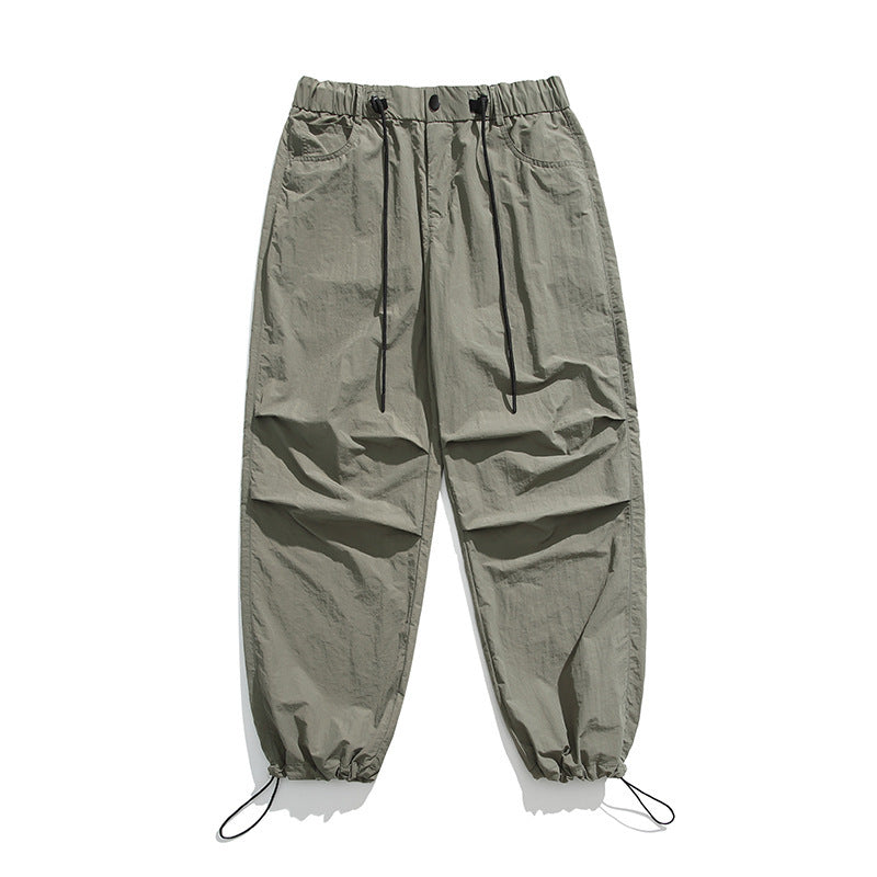 “Men’s Wide-Leg Ice Silk Overalls – Lightweight & Quick-Drying Casual Pants”