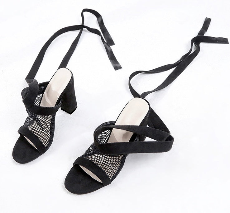 Elegant Women’s Cross Strap Lace-Up High Heels | Stylish Bandage Sandals for Parties & Events