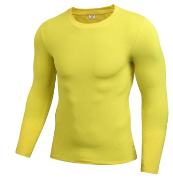 Men’s yellow compression shirt — stretch fit long sleeve sports top