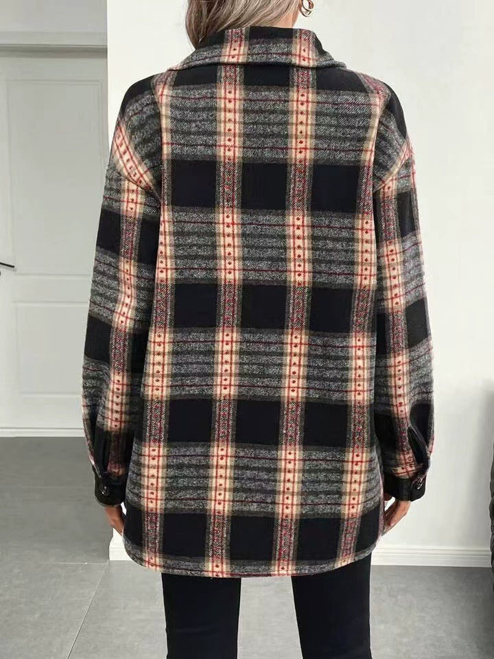 Women's Casual Plaid Composite Plush Warm Jacket