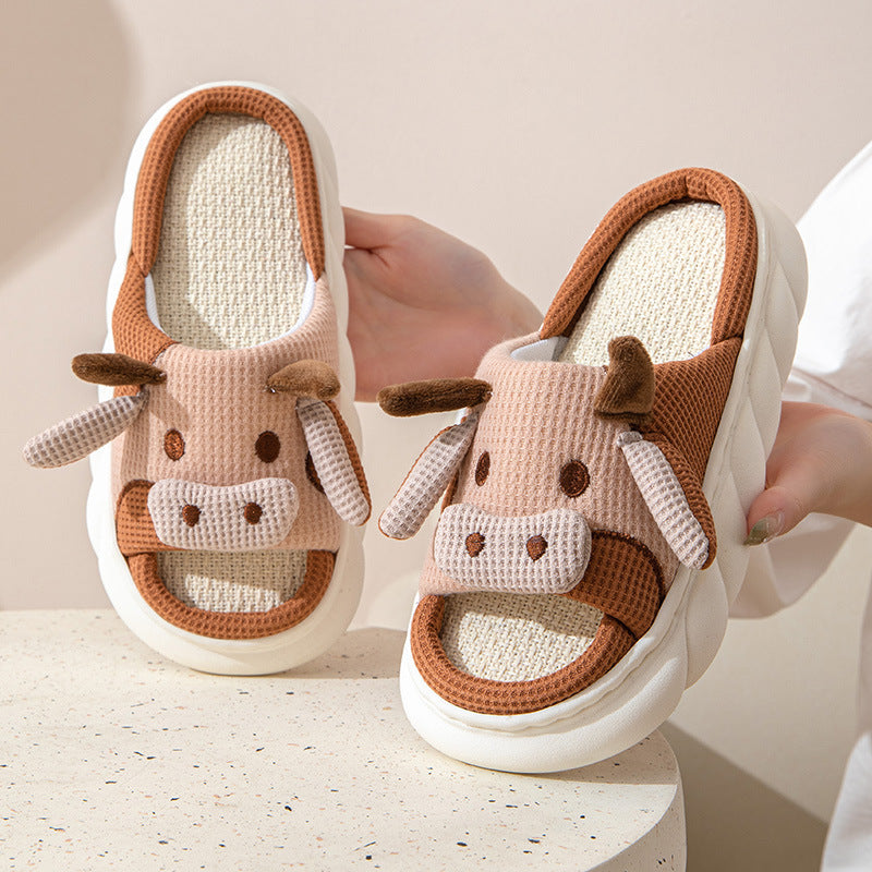 Comfort Linen Open-Toe Summer Sandals | Unisex Breathable Cartoon Style Slippers for All Seasons for women's and men's