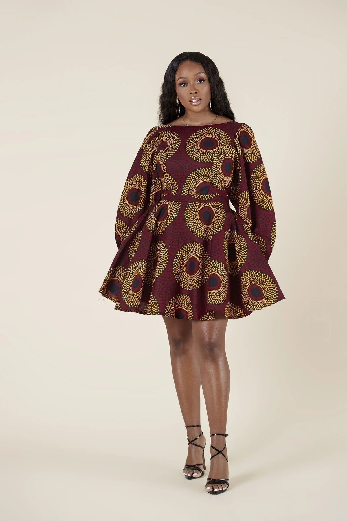 U-shaped back long-sleeved autumn dress short dress