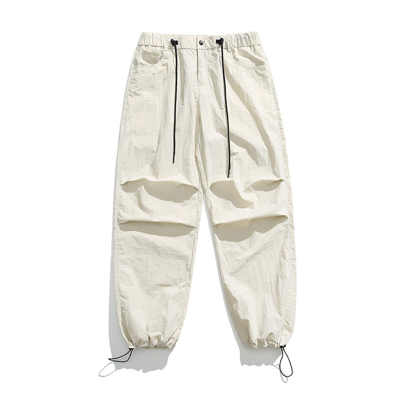 “Men’s Wide-Leg Ice Silk Overalls – Lightweight & Quick-Drying Casual Pants”