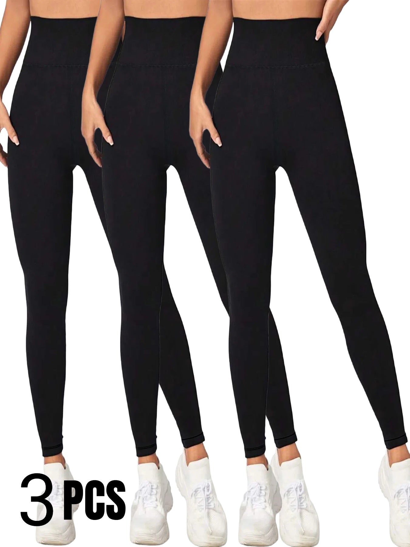 3 Pack Women's Thermal High-Waisted Yoga Pants - Tummy Control Butt Lifting Leggings