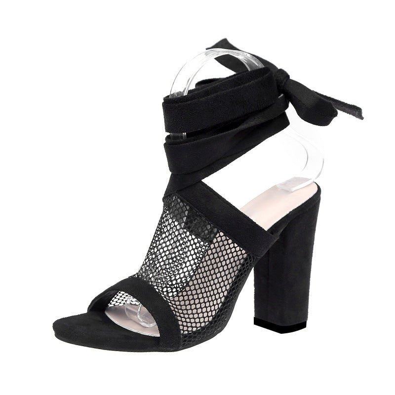Elegant Women’s Cross Strap Lace-Up High Heels | Stylish Bandage Sandals for Parties & Events