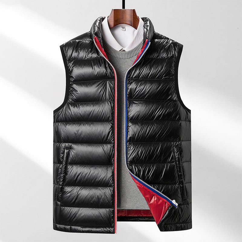 Men’s Warm Goose Down Vest – Thickened Stand Collar Sleeveless Winter Jacket”