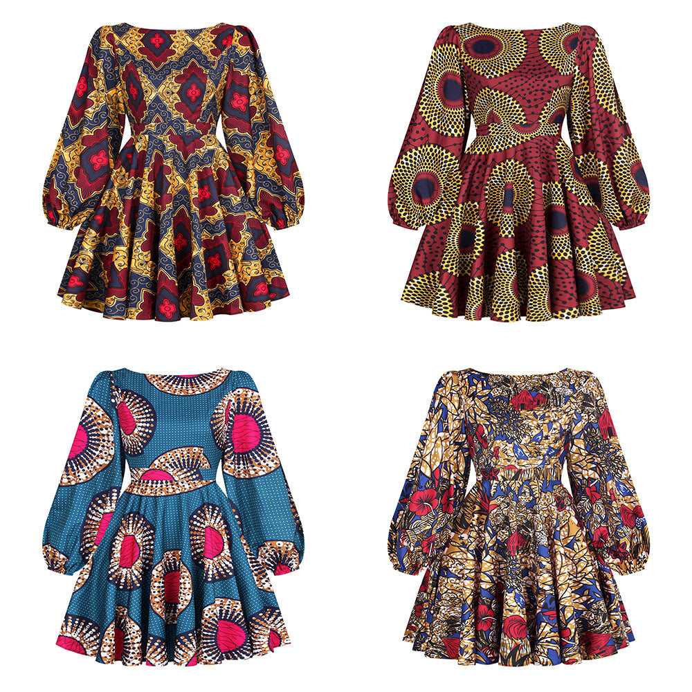 U-shaped back long-sleeved autumn dress short dress