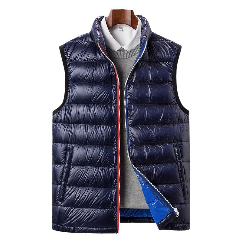 Men’s Warm Goose Down Vest – Thickened Stand Collar Sleeveless Winter Jacket”