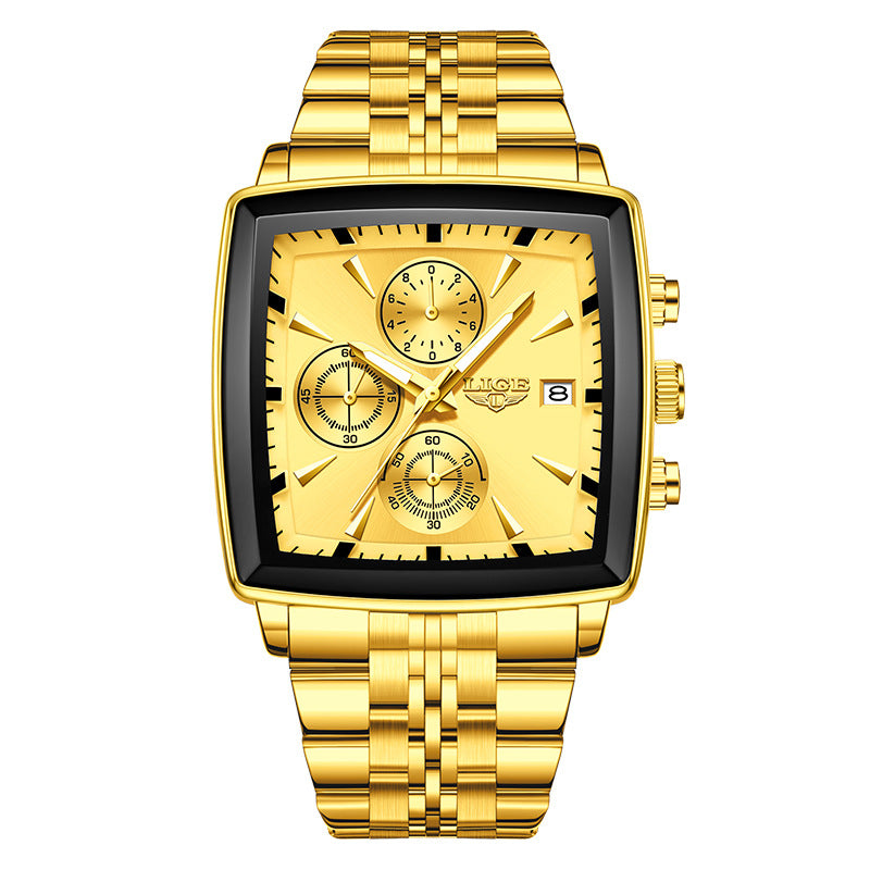 Luxury Men’s Square Dial Business Watch – Premium Waterproof Quartz Timepiece