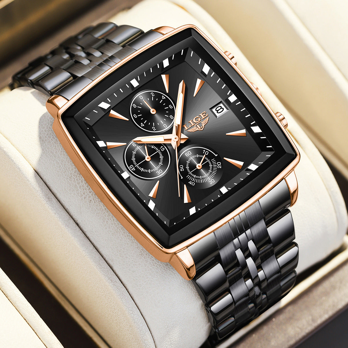 Luxury Men’s Square Dial Business Watch – Premium Waterproof Quartz Timepiece