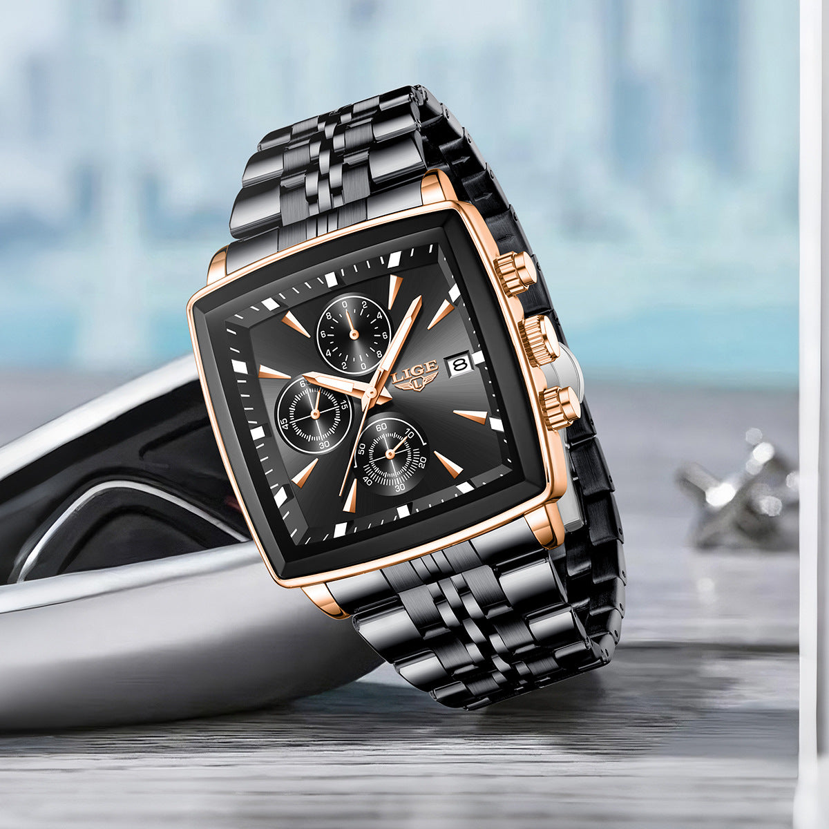 Luxury Men’s Square Dial Business Watch – Premium Waterproof Quartz Timepiece