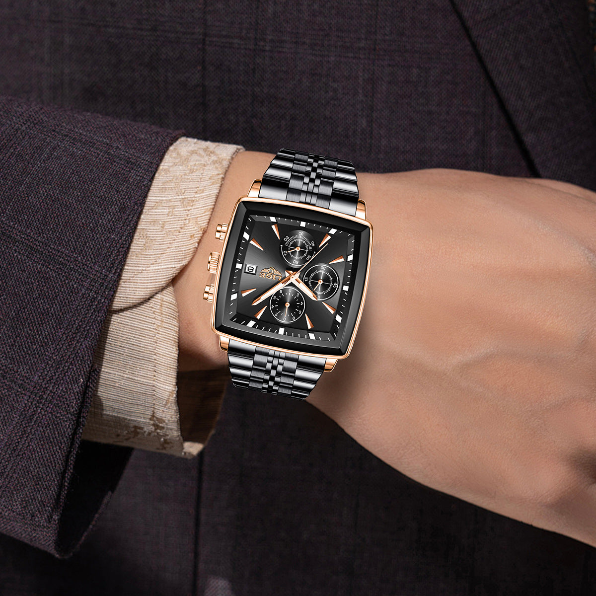 Luxury Men’s Square Dial Business Watch – Premium Waterproof Quartz Timepiece