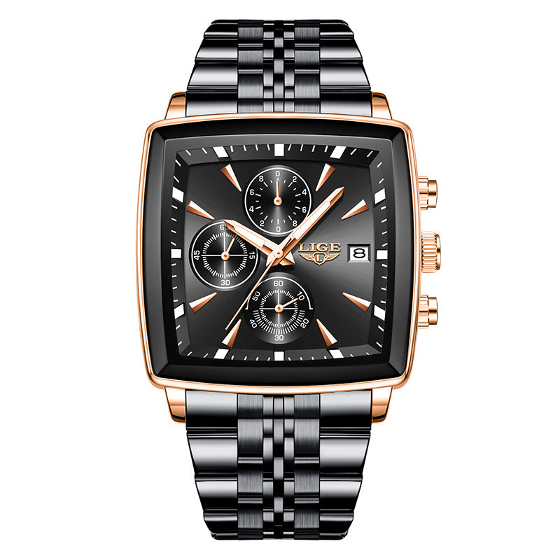 Luxury Men’s Square Dial Business Watch – Premium Waterproof Quartz Timepiece