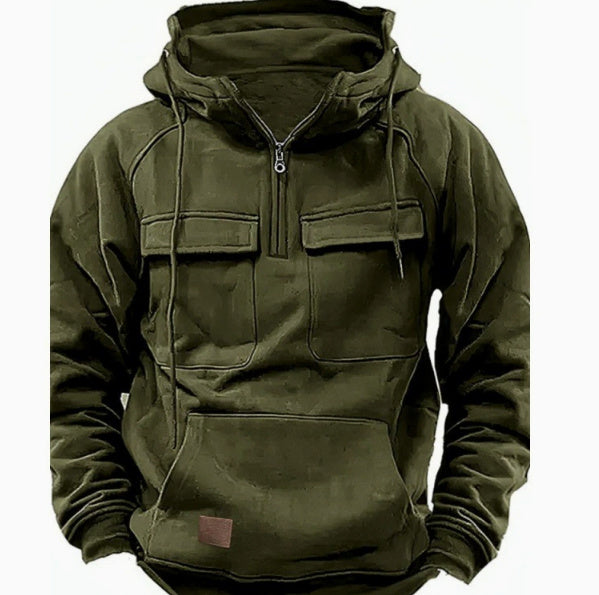 Premium Men’s Zip-Up Hoodie Sweatshirt | Casual Sportswear with Drawstring & Kangaroo Pocket