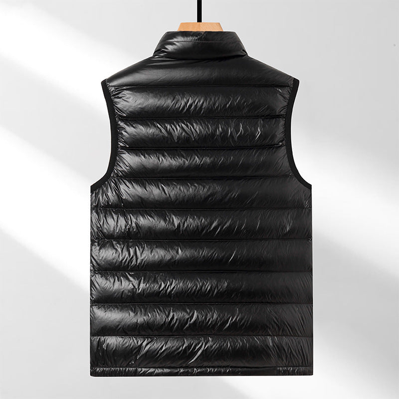 Men’s Warm Goose Down Vest – Thickened Stand Collar Sleeveless Winter Jacket”