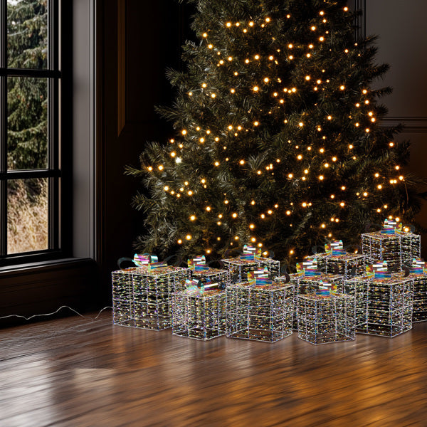 3PCS LED Light-Up Gift Boxes – Christmas Decoration Set