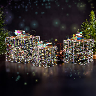3PCS LED Light-Up Gift Boxes – Christmas Decoration Set