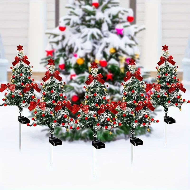 2PCS Solar Christmas Cedar Trees – Outdoor Holiday Light Decor