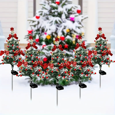2PCS Solar Christmas Cedar Trees – Outdoor Holiday Light Decor
