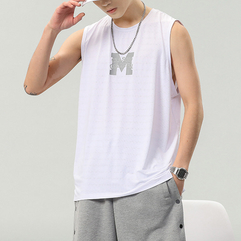 Summer New Letter Print Sleeveless T-shirt Men