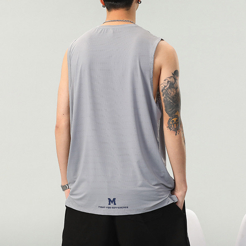 Summer New Letter Print Sleeveless T-shirt Men