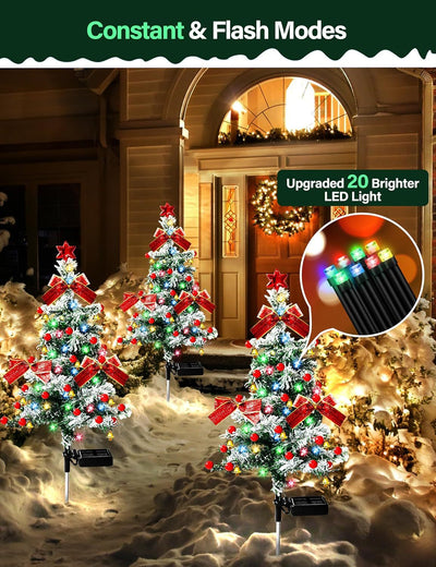 2PCS Solar Christmas Cedar Trees – Outdoor Holiday Light Decor