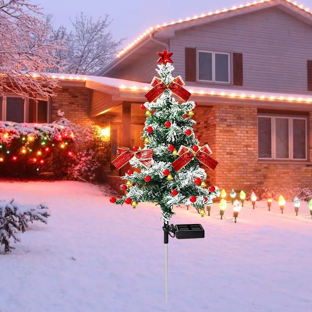 2PCS Solar Christmas Cedar Trees – Outdoor Holiday Light Decor