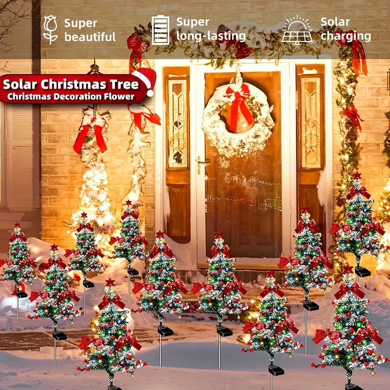 2PCS Solar Christmas Cedar Trees – Outdoor Holiday Light Decor
