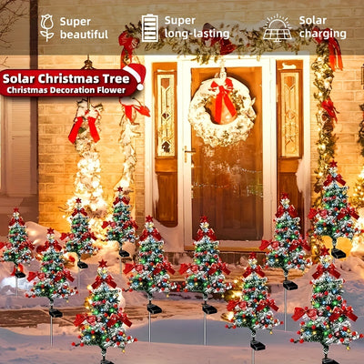 2PCS Solar Christmas Cedar Trees – Outdoor Holiday Light Decor