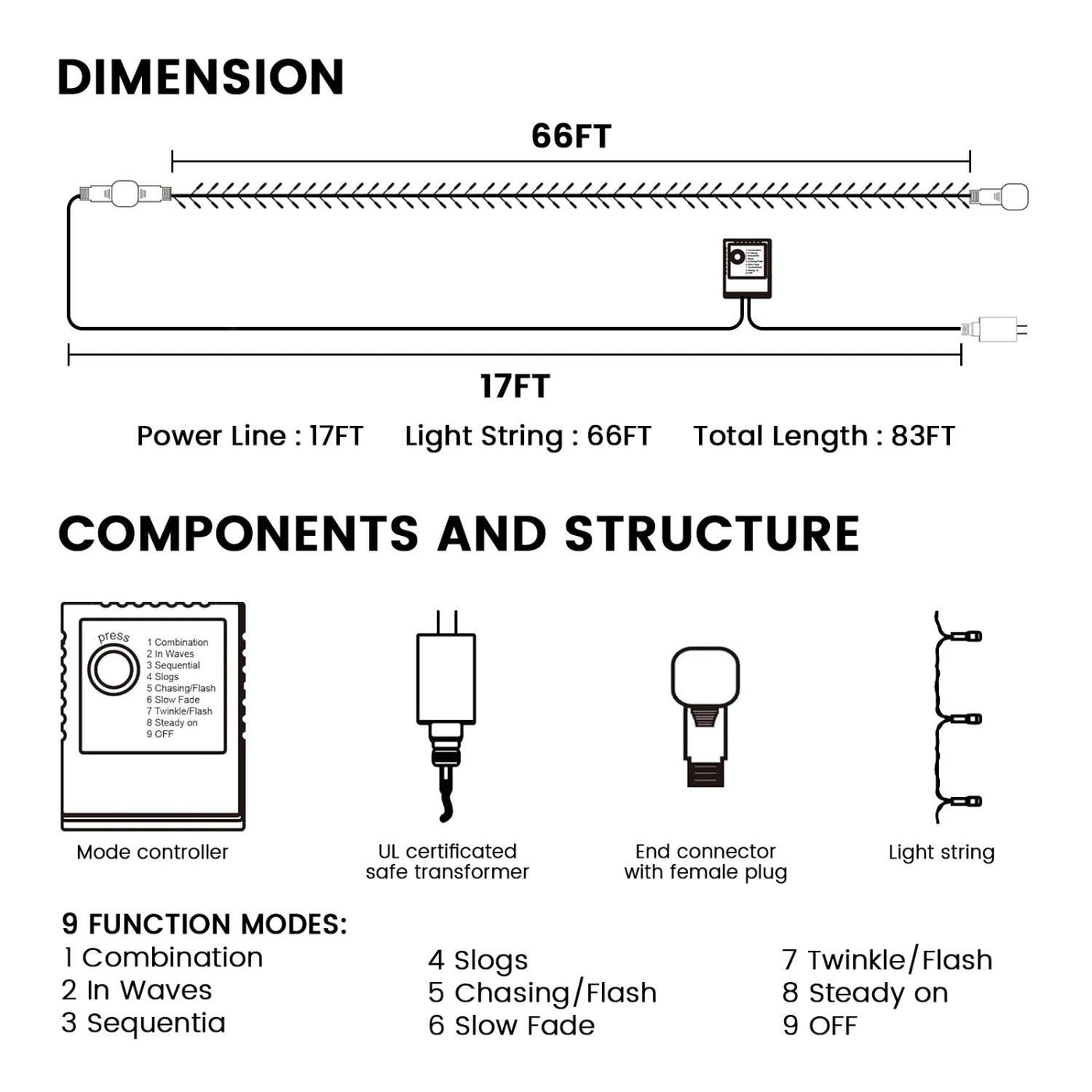 66FT LED Fairy String Lights – Indoor & Outdoor Xmas Decor