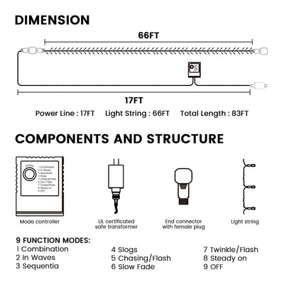 66FT LED Fairy String Lights – Indoor & Outdoor Xmas Decor