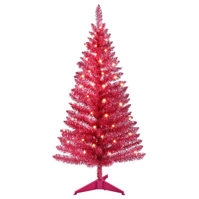 4 Ft Red Artificial Christmas Tree With 50 Lights And 112 Branch Tips Mini Holiday Party Xmas Tree