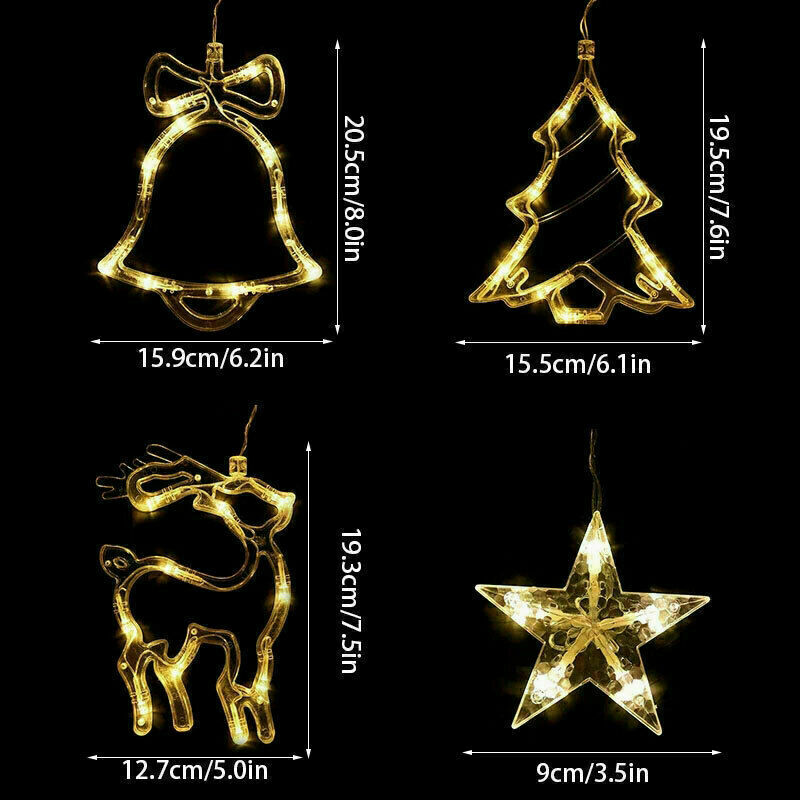 Star & Moon LED Curtain Lights – Christmas Window Decoration