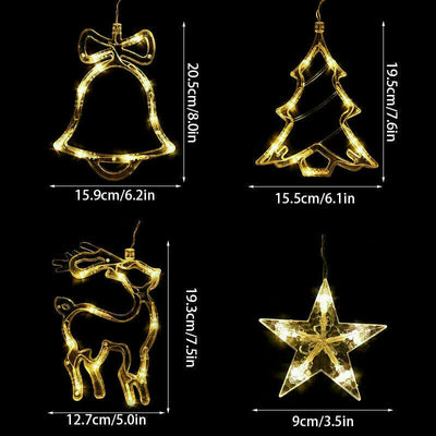 Star & Moon LED Curtain Lights – Christmas Window Decoration