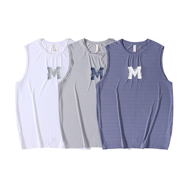 Summer New Letter Print Sleeveless T-shirt Men