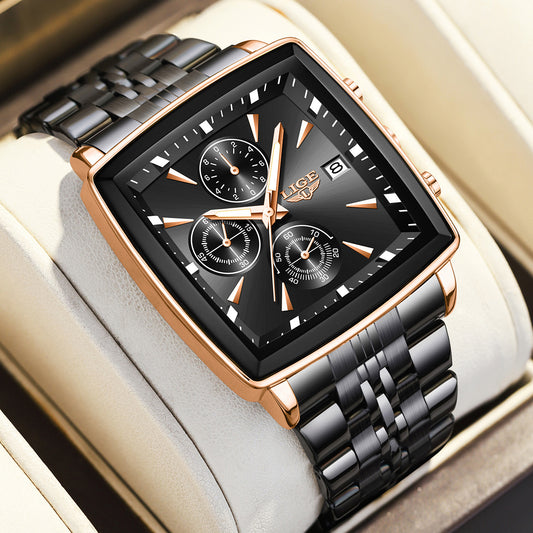 Luxury Men’s Square Dial Business Watch – Premium Waterproof Quartz Timepiece