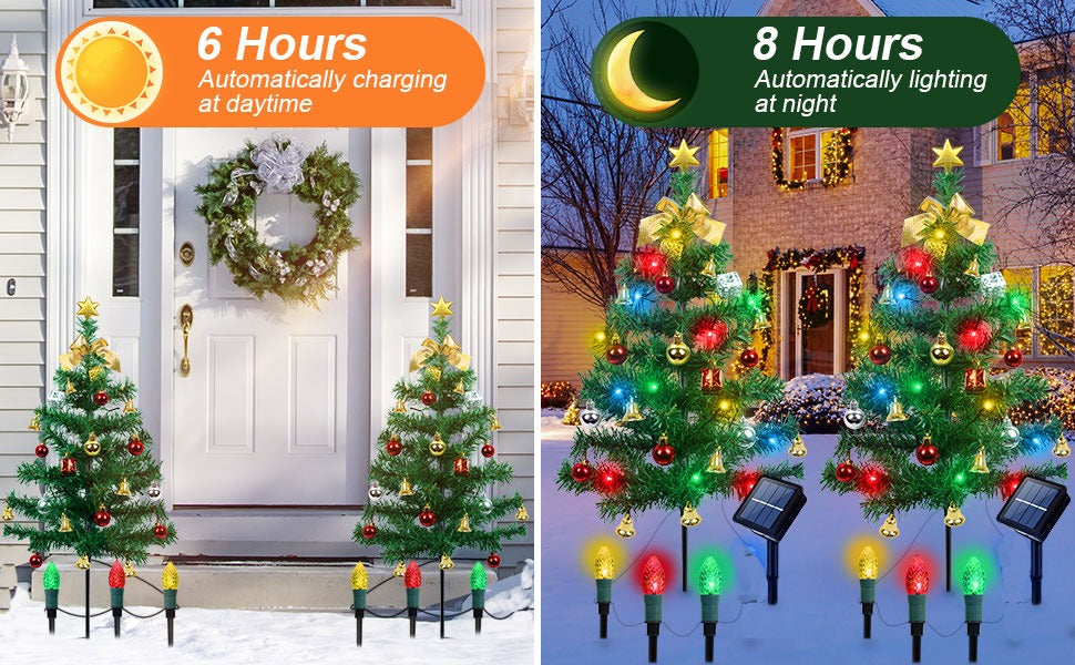 Solar Christmas Tree Lights For 2 Pcs