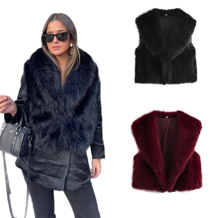 Artificial Fur Cardigan Sleeveless Vest Women's Outer Wear - MH TRENDS & STYLES