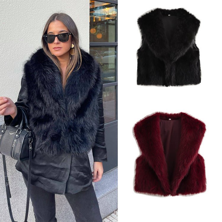 Artificial Fur Cardigan Sleeveless Vest Women's Outer Wear - MH TRENDS & STYLES