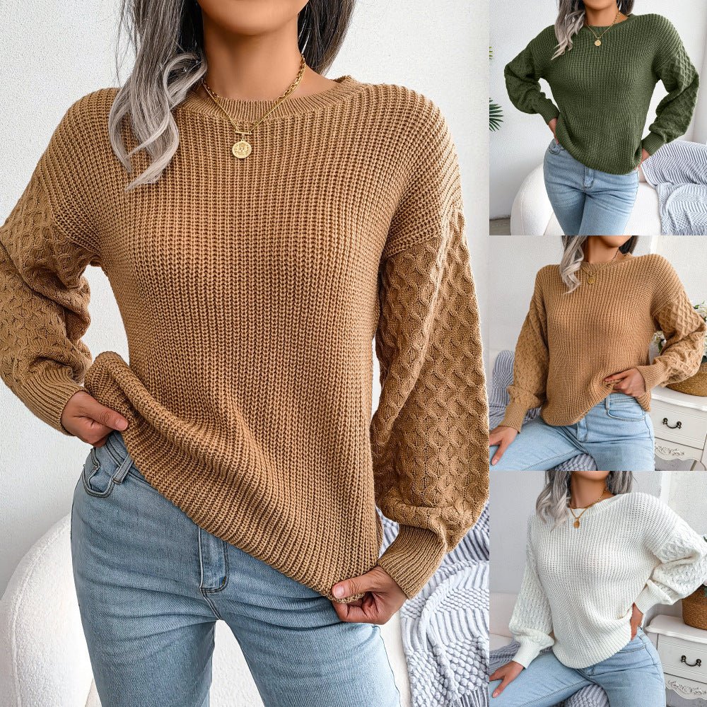 Autumn And Winter Casual Lantern Long Sleeve Knitted Sweater Women's Clothing - MH TRENDS & STYLES