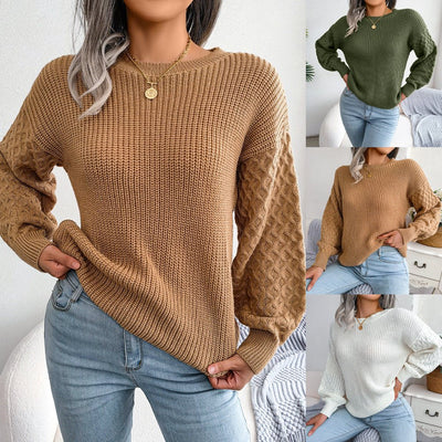 Autumn And Winter Casual Lantern Long Sleeve Knitted Sweater Women's Clothing - MH TRENDS & STYLES