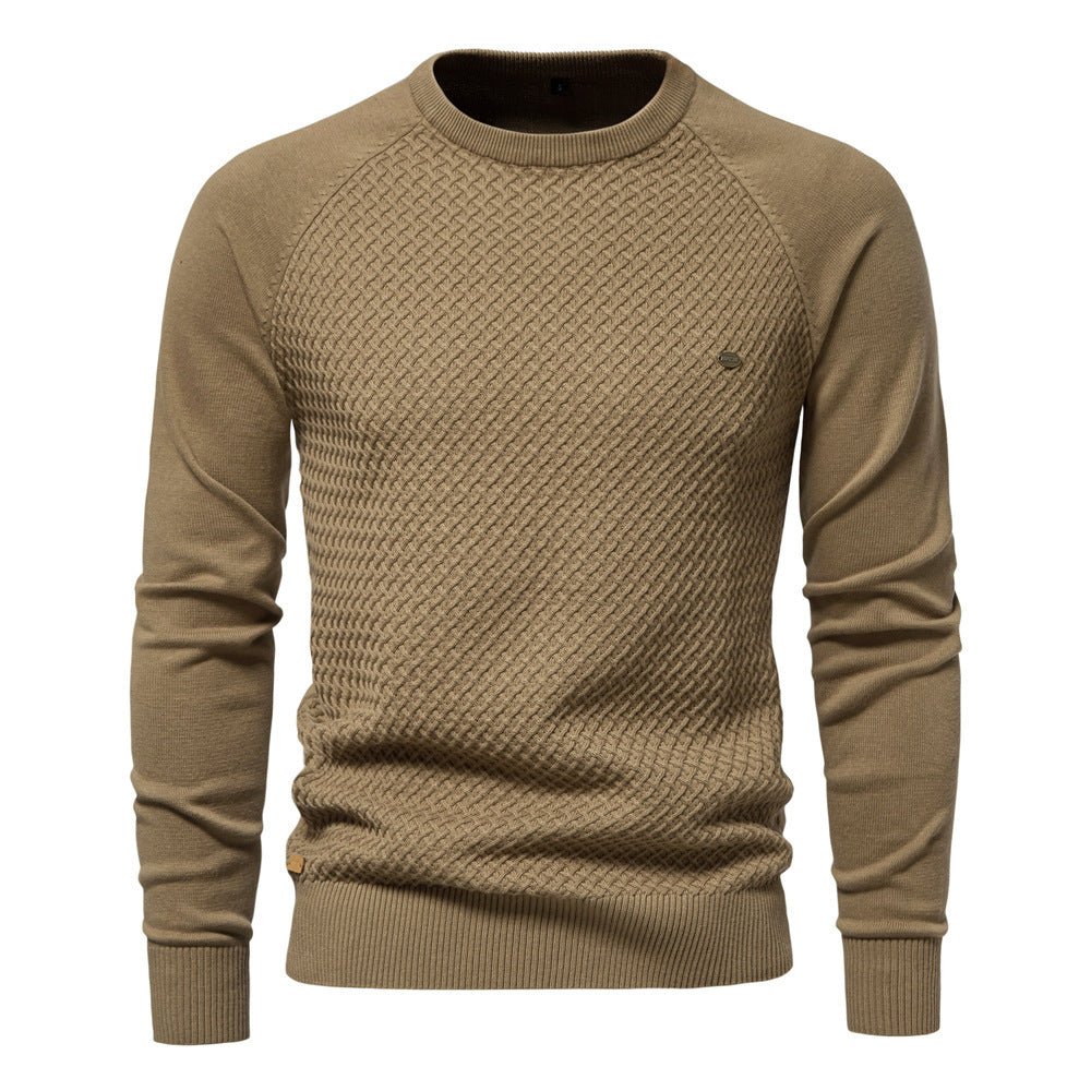 Autumn And Winter New Cotton Men's Sweater Pullover Solid Color Raglan Sleeve Sweater - MH TRENDS & STYLES