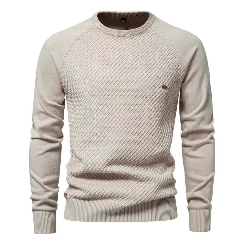 Autumn And Winter New Cotton Men's Sweater Pullover Solid Color Raglan Sleeve Sweater - MH TRENDS & STYLES
