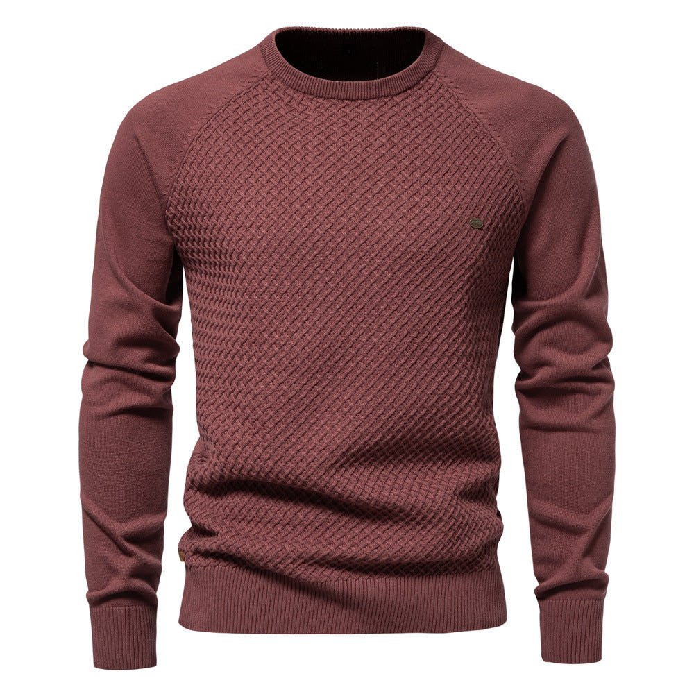 Autumn And Winter New Cotton Men's Sweater Pullover Solid Color Raglan Sleeve Sweater - MH TRENDS & STYLES