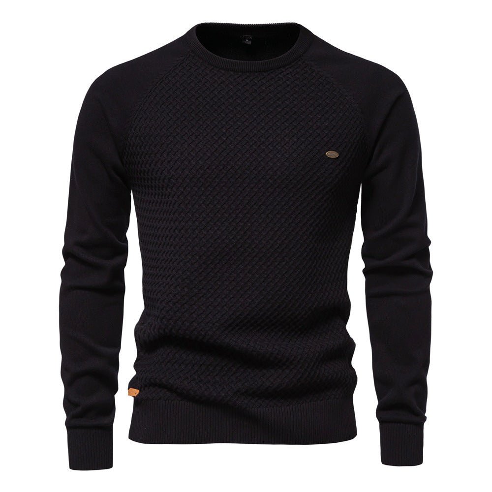 Autumn And Winter New Cotton Men's Sweater Pullover Solid Color Raglan Sleeve Sweater - MH TRENDS & STYLES