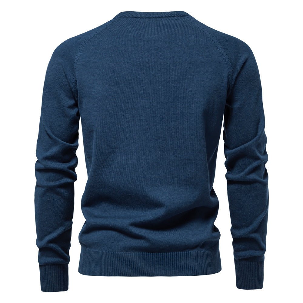 Autumn And Winter New Cotton Men's Sweater Pullover Solid Color Raglan Sleeve Sweater - MH TRENDS & STYLES
