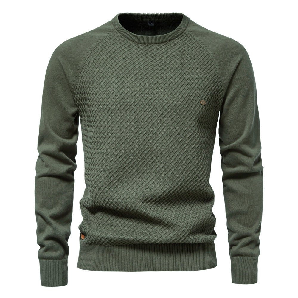 Autumn And Winter New Cotton Men's Sweater Pullover Solid Color Raglan Sleeve Sweater - MH TRENDS & STYLES