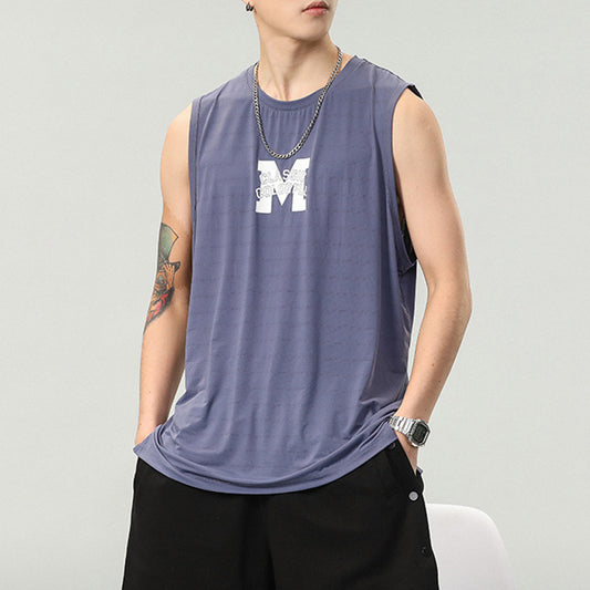 Summer New Letter Print Sleeveless T-shirt Men