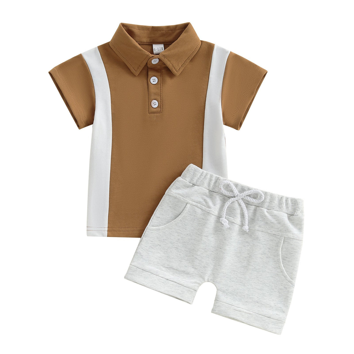 Boys' Lapel Color Matching T-shirt Short Sleeve Shorts Suit - MH TRENDS & STYLES