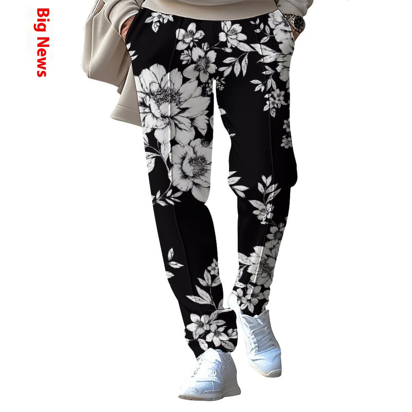 Casual Technology Printing Wide Drawstring Straight - leg Trousers - MH TRENDS & STYLES
